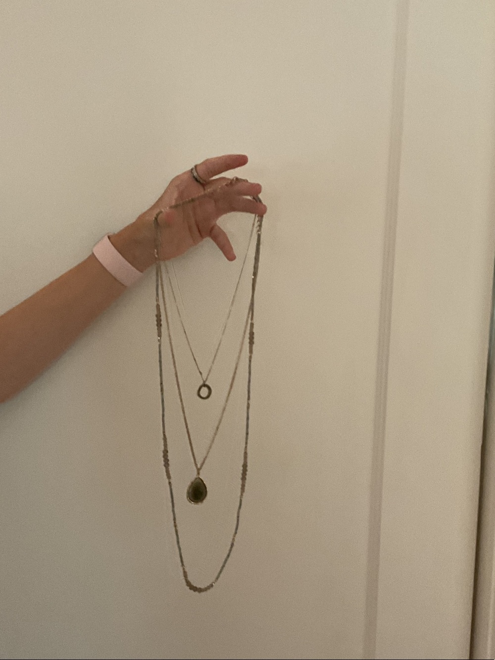 Delicate Layered Gold Necklace with Teardrop Pendant - Gold